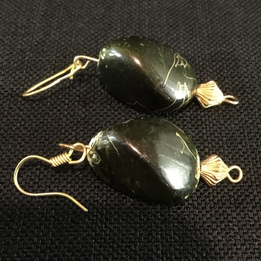 Green & Black Stone Earrings